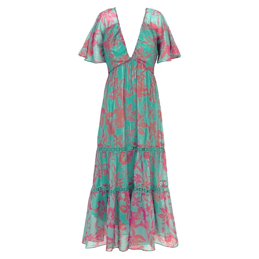 Pink & Green Maxi Dress